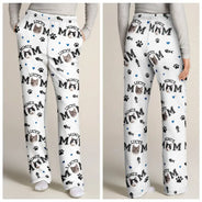 Cat Mom,Cat Lovers,Non-Eng - Custom Photo Cat Mom With Paw And Fish Pattern - Personalized Pajama Pants