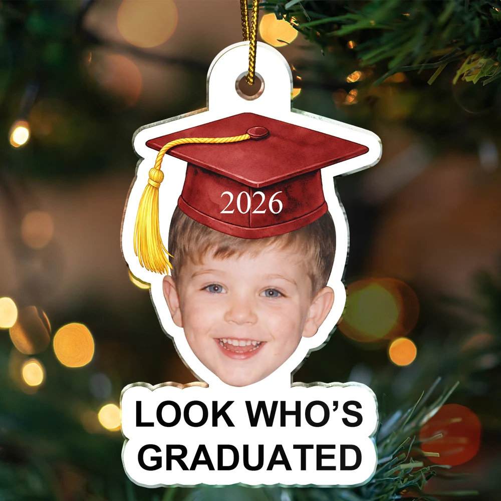 Christmas,Proud,Custom Photo,Graduation,Gift For Yourself,Cut-Face Photo - Custom Photo Childhood Look Who's Graduated - Personalized Custom Shaped Acrylic Ornament