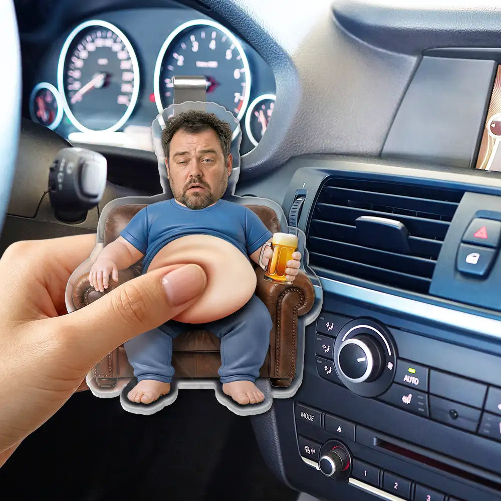 Gift For Father,Custom Photo,Humorous,Cut-Face Photo - Custom Photo Chilling Dad Bod - Personalized Squishy Acrylic Car Visor Clip