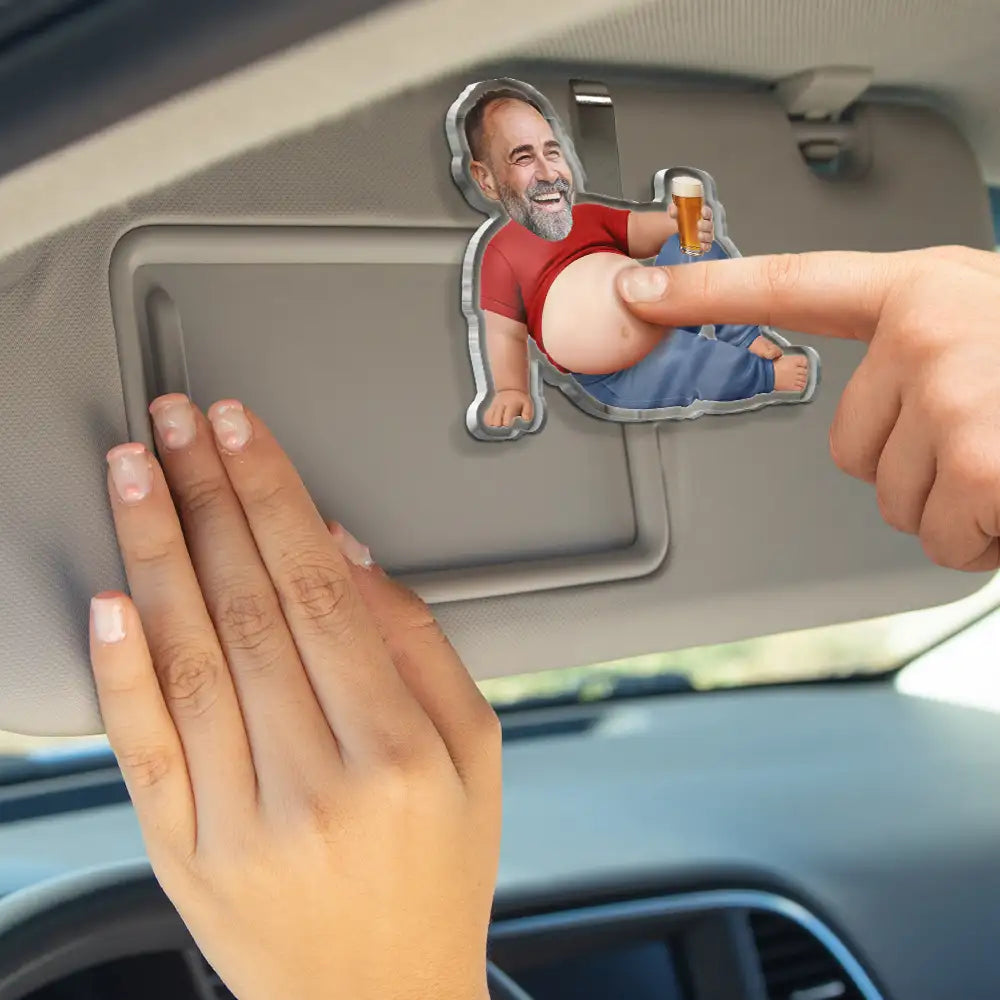 Gift For Father,Custom Photo,Humorous,Cut-Face Photo - Custom Photo Chilling Dad Bod - Personalized Squishy Acrylic Car Visor Clip