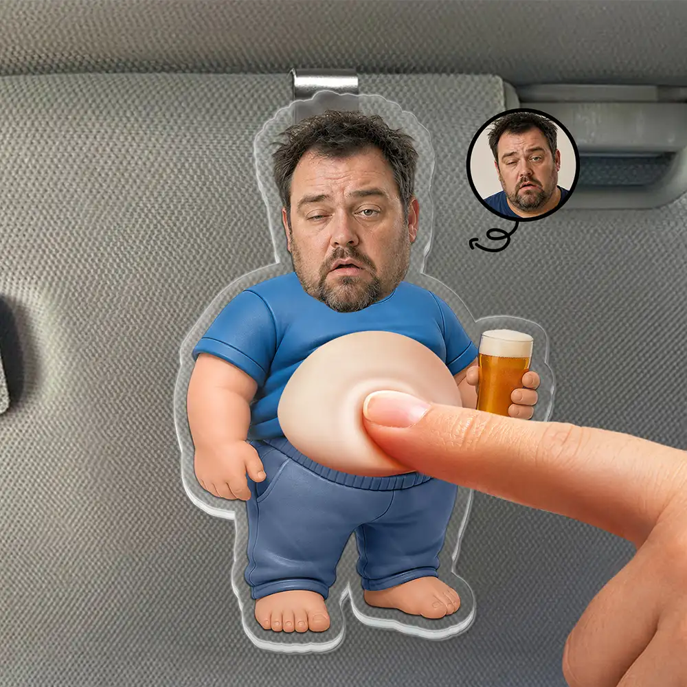 Gift For Father,Custom Photo,Humorous,Cut-Face Photo - Custom Photo Chilling Dad Bod - Personalized Squishy Acrylic Car Visor Clip