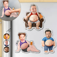 Gift For Father,Custom Photo,Humorous,Cut-Face Photo - Custom Photo Chilling Dad Bod - Personalized Squishy Acrylic Fridge Magnet