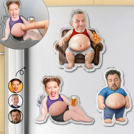 Custom Photo Chilling Dad Bod - Personalized Squishy Acrylic Fridge Magnet