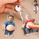 Gift For Father,Custom Photo,Humorous,Cut-Face Photo - Custom Photo Chilling Dad Bod - Personalized Squishy Acrylic Keychain