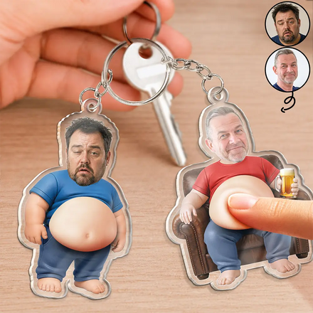 Custom Photo Chilling Dad Bod - Personalized Squishy Acrylic Keychain