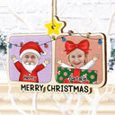 Christmas, Family, Happy, Parents, Gift For Grandparents - Custom Photo Christmas Character Cartoon Comic - Personalized Custom Shaped Wooden Ornament