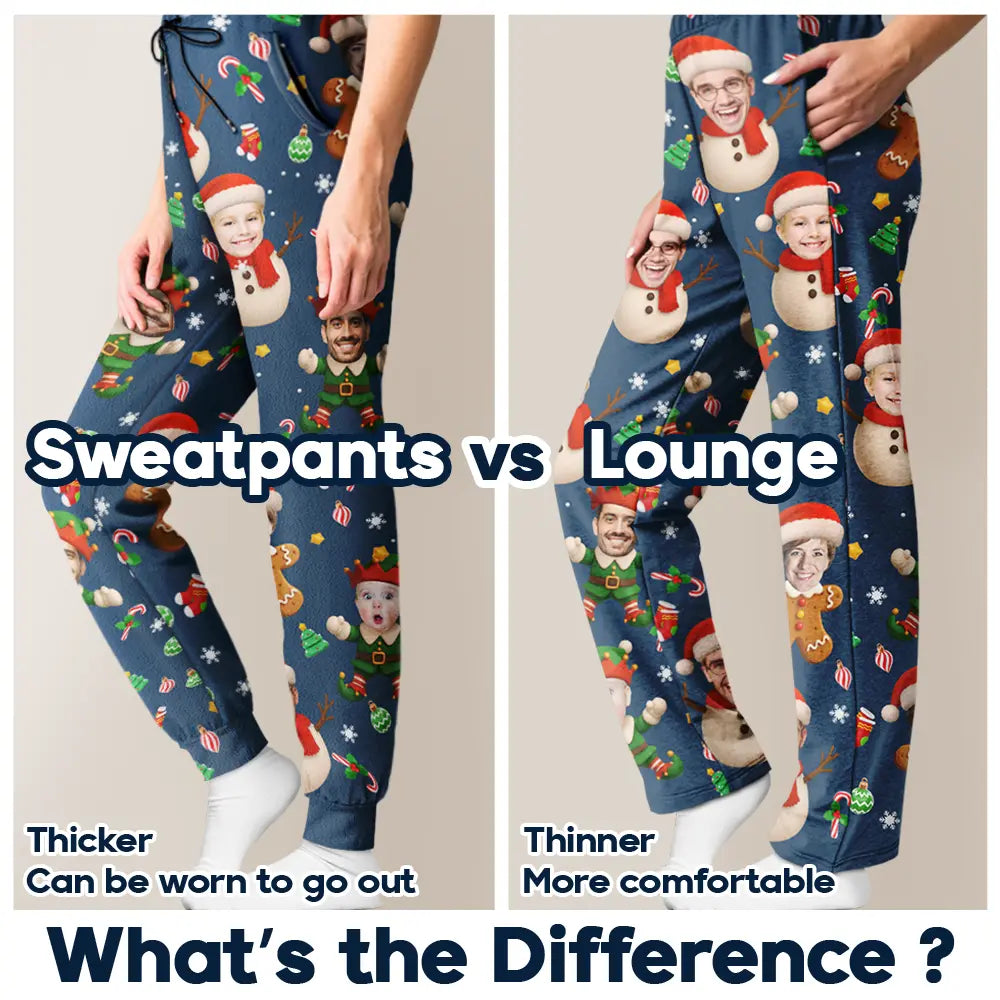 Christmas, Funny, Gift For Couples, Gift For Husband, Gift For Wife, Parents, Gift For Grandparents, Family, Gift For Sibling - Custom Photo Christmas Characters Funny Face - Personalized Pajama Pants