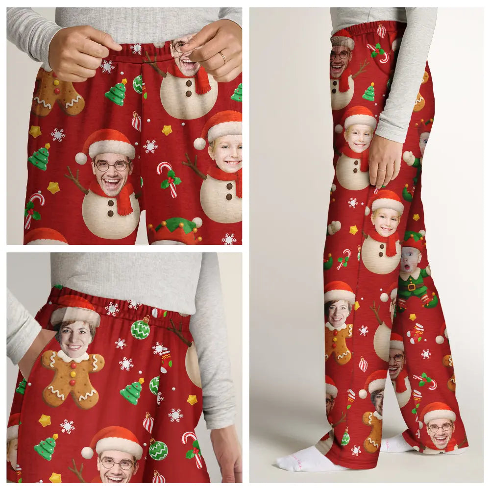 Christmas, Funny, Gift For Couples, Gift For Husband, Gift For Wife, Parents, Gift For Grandparents, Family, Gift For Sibling - Custom Photo Christmas Characters Funny Face - Personalized Pajama Pants
