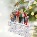 Christmas,Custom Photo,Cozy,Family,Remove BG Photo - Custom Photo Christmas Family Siblings Friends Glitter Effect - Personalized Custom Shaped Acrylic Ornament