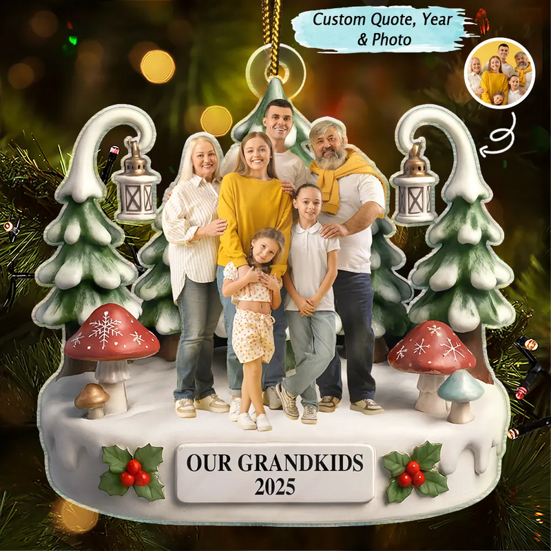 Gift For Grandparents,Grandpa - Grandkids,Gift For Grandpa,Gift For Grandma,Grandma - Grandkids,Gift For Grandkids,Gift For Women,Gift For Men,Christmas,Family - Custom Photo Christmas Our Grandkids - Personalized Custom Shaped Acrylic Ornament