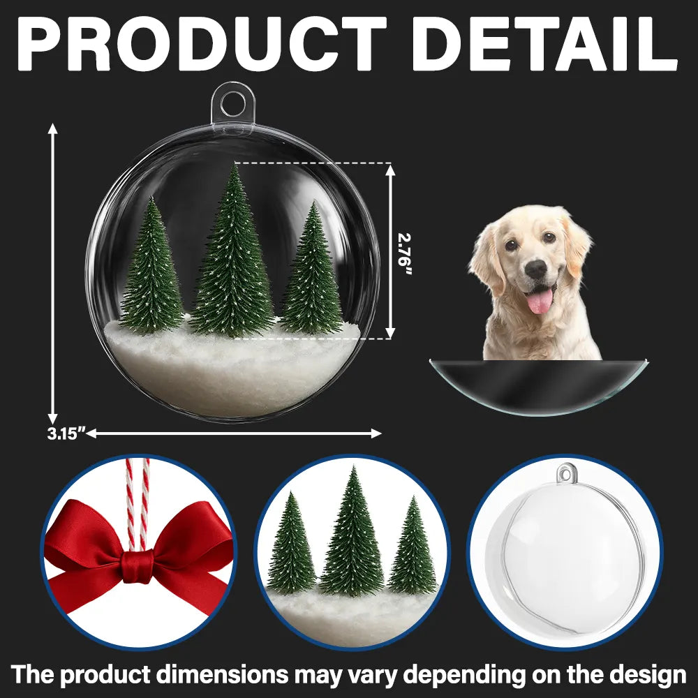Custom Photo,Happy,Christmas,Pet Lovers - Custom Photo Christmas Pet Face Dog Cat Lover - Personalized 3D Acrylic Ball Ornament