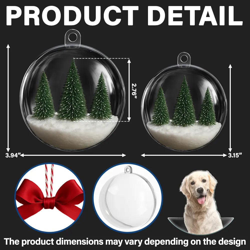 Custom Photo,Happy,Christmas,Pet Lovers - Custom Photo Christmas Pet Face Dog Cat Lover - Personalized 3D Acrylic Ball Ornament