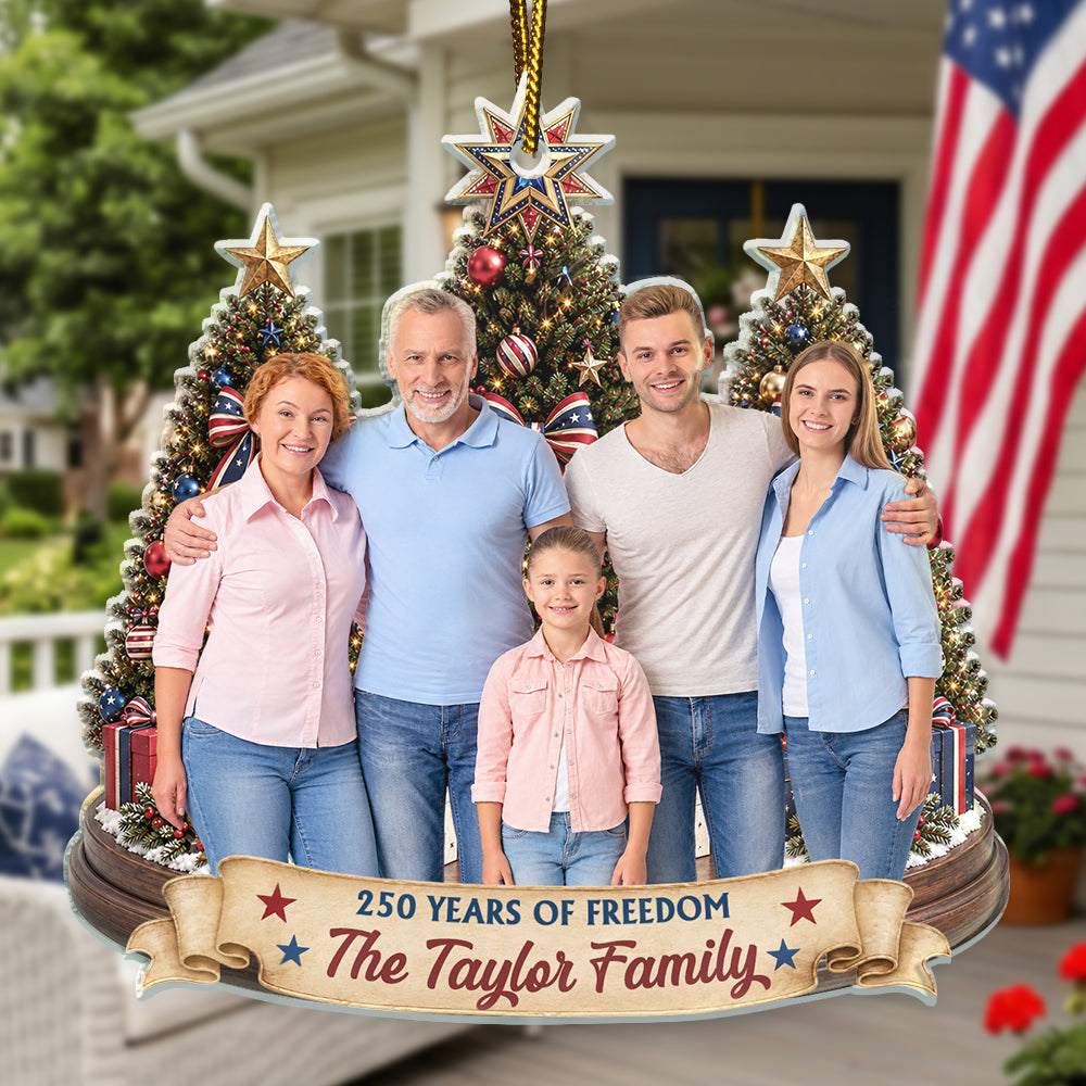 Independence Day,America 250th,Christmas,Proud,Custom Photo,Family,Remove BG Photo,Custom Text - Custom Photo Christmas United States Love And Pride - Personalized Custom Shaped Acrylic Ornament