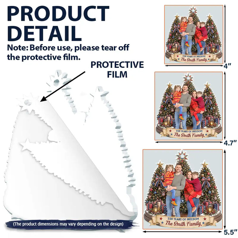 Independence Day,America 250th,Christmas,Proud,Custom Photo,Family,Remove BG Photo,Custom Text - Custom Photo Christmas United States Love And Pride - Personalized Custom Shaped Acrylic Ornament