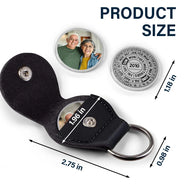 Gift For Couples, Love, Happy, Custom Photo - Custom Photo Circle Date Anniversary Reminder - Personalized Leather Pocket Hug