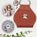 Gift For Couples, Love, Happy, Custom Photo - Custom Photo Circle Date Anniversary Reminder - Personalized Leather Pocket Hug