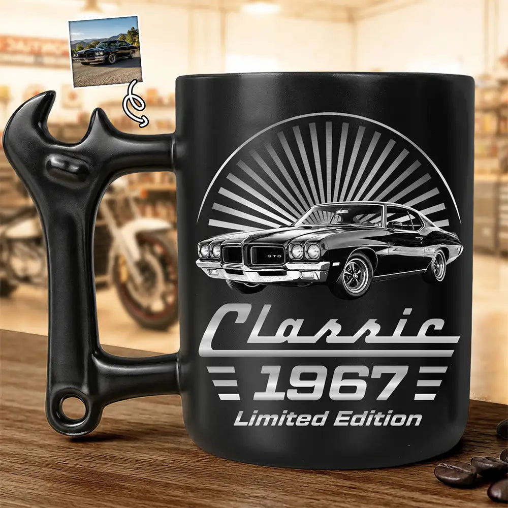 Custom Photo Classic Car Limited Edition - Personalized Wrench Shaped Handle Mug