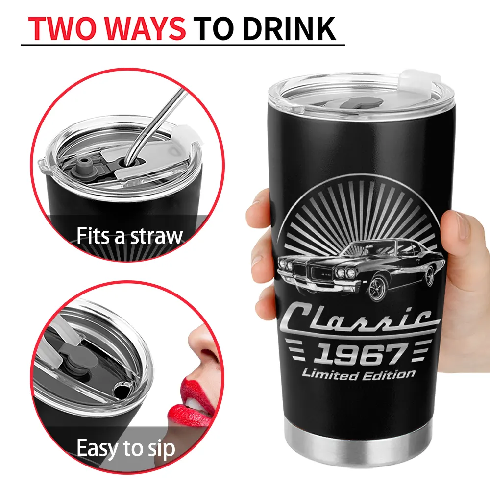 Gift For Father, Custom Photo, Proud, Remove BG Photo - Custom Photo Classic Car Limited Edition - Personalized Tumbler
