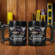 Gift For Father, Custom Photo, Proud, Remove BG Photo - Custom Photo Classic Car Limited Edition - Personalized Wrench Shaped Handle Mug