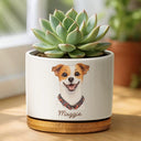 Dog Lovers,Pet Lovers,Cat Lovers,Happy -  Custom Photo Colored Pencil Sketch Funny Dog Cat Pet - Personalized Ceramic Plant Pot