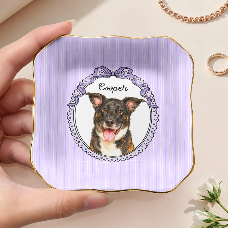 Custom Photo,Art Design,Pet Lovers,Playful,Photo - Colored Pencil  - Custom Photo Colored Pencil Sketch Funny Dog Cat Pet - Personalized Ring Dish
