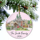 First Christmas,Art Design,Christmas,Married Couple,Gift For Couples,Photo - Colored Pencil ,Happy - Custom Photo Colored Pencil Sketch Our First Home Family Parents - Personalized Circle Ceramic Ornament