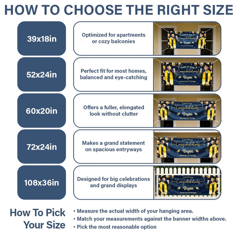 Graduation, Happy - Custom Photo Congrats Graduation - Personalized Horizontal Banner