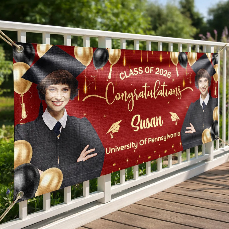 Graduation, Happy - Custom Photo Congrats Graduation - Personalized Horizontal Banner