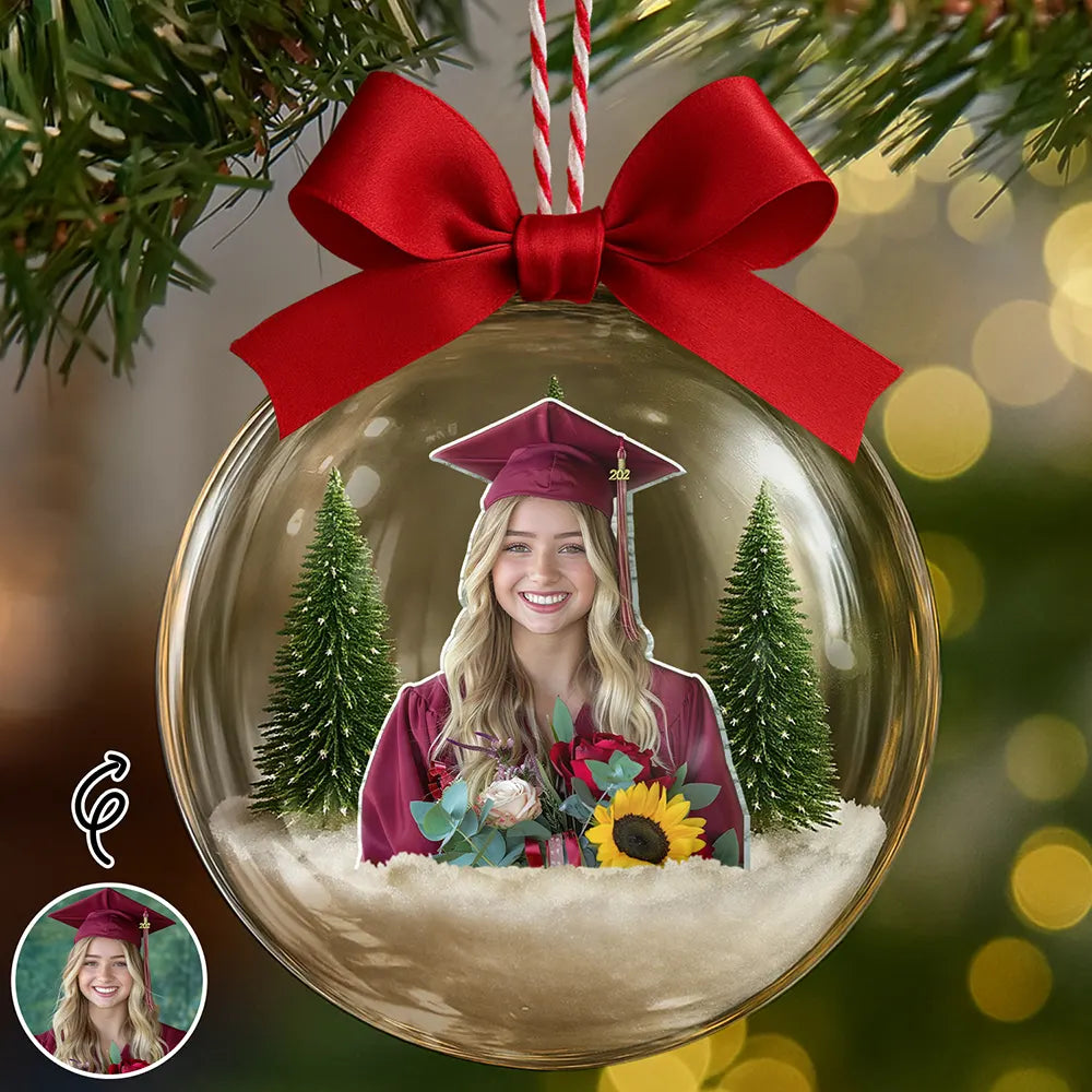 Custom Photo Congrats Graduation Keepsake For Daughter Son - Personalized 3D Acrylic Ball Ornament