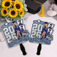 Graduation,Gift For Yourself,Gift For Women,Gift For Men,Gift For Daughter,Gift For Son,Gift For Sisters,Gift For Brothers,Gift For Bestie,Gift For Sibling,Happy - Custom Photo Congrats You Did It - Personalized Graduation Handheld Fan