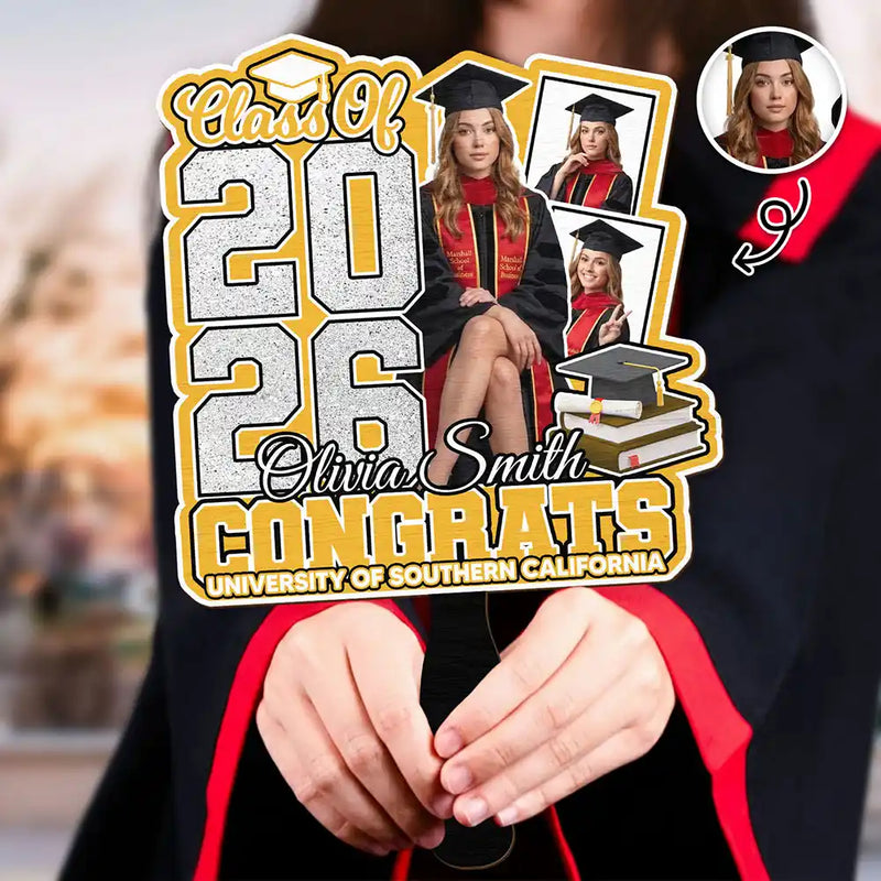 Graduation,Gift For Yourself,Gift For Women,Gift For Men,Gift For Daughter,Gift For Son,Gift For Sisters,Gift For Brothers,Gift For Bestie,Gift For Sibling,Happy - Custom Photo Congrats You Did It - Personalized Graduation Handheld Fan