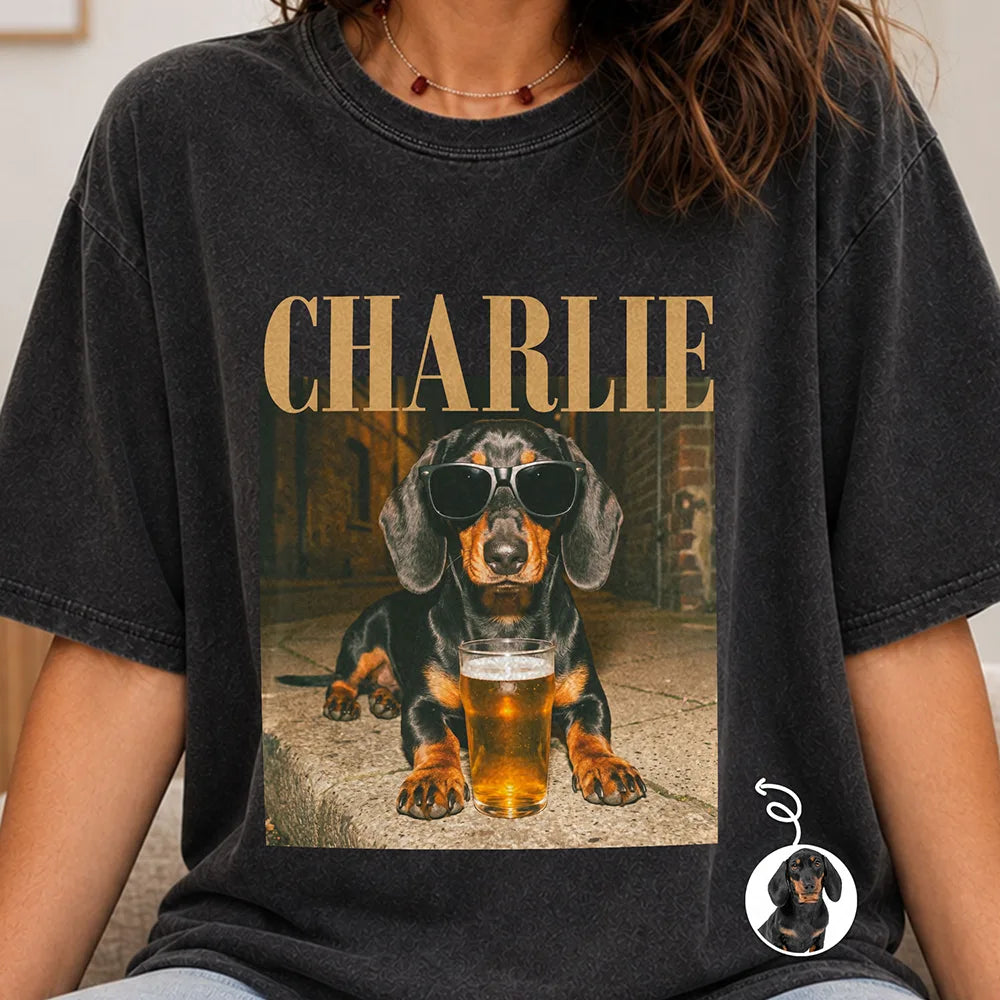 Top Market,Art Design,Confident,Pet Lovers,Photo - Cool Street Pet - Custom Photo Cool Street Pet Lovers Vintage Portrait - Personalized Vintage Washed T Shirt