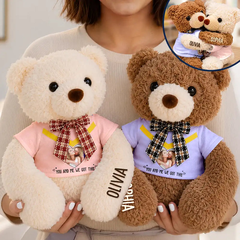 Adorable,Custom Photo,Gift For Couples,Upload Full Photo - Custom Photo Couple I Love You Beary Much - Personalized Hugging Bear