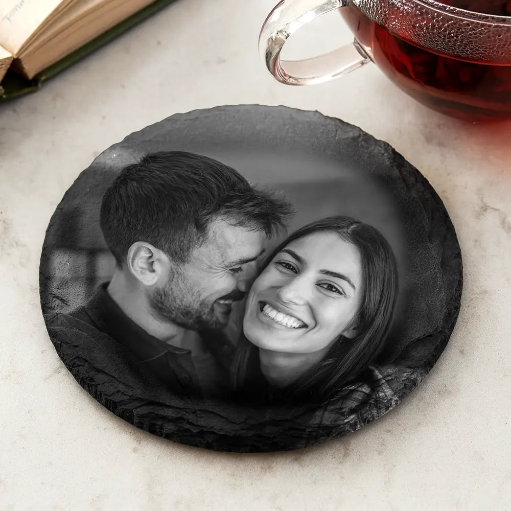 Gift For Couples,Gift For Husband,Gift For Wife,Gift For Boyfriend,Gift For Girlfriend,Old Couples,Happy,Family,Pet Lovers,Gift For Bestie - Custom Photo Couple Kid Bestie Family Pet - Personalized Slate Coaster