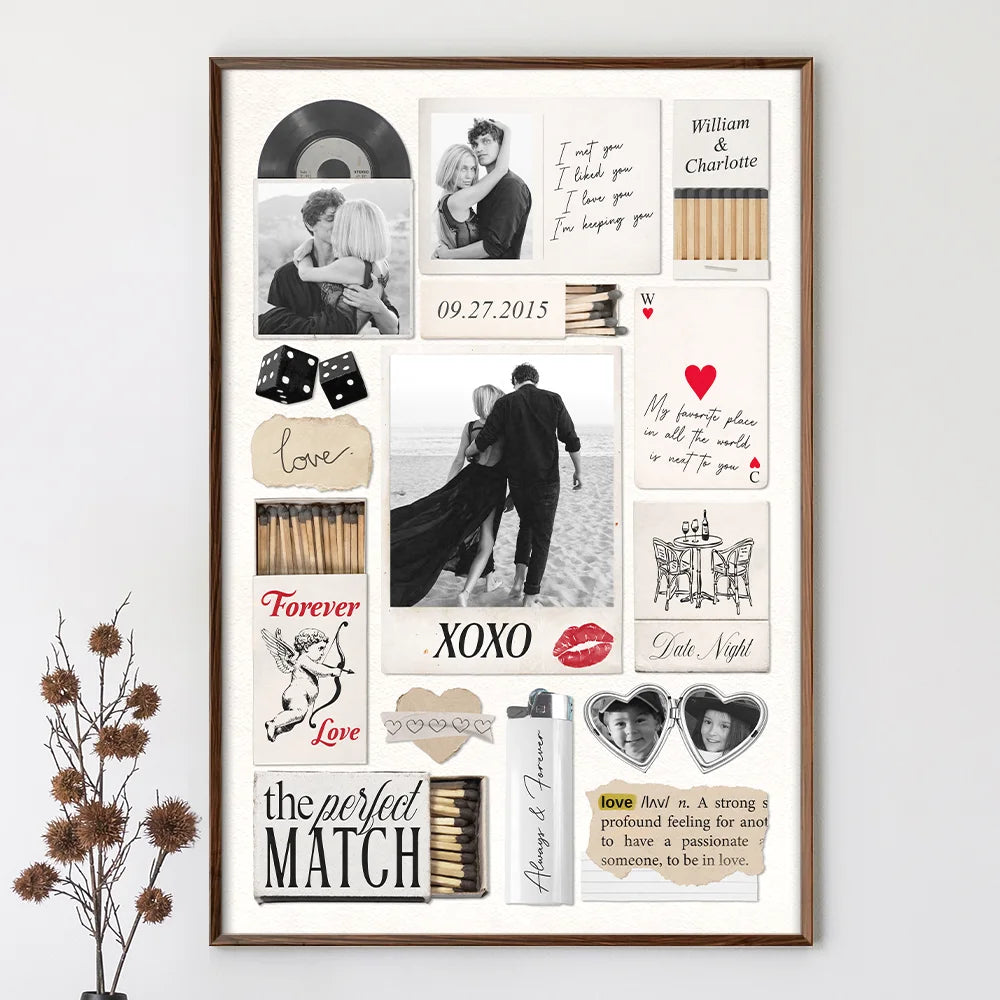 Custom Photo,Gift For Couples,Gift For Husband,Gift For Wife,Gift For Boyfriend,Gift For Girlfriend,Love - Custom Photo Couple Love Journey Matchbox Inspired - Personalized Poster