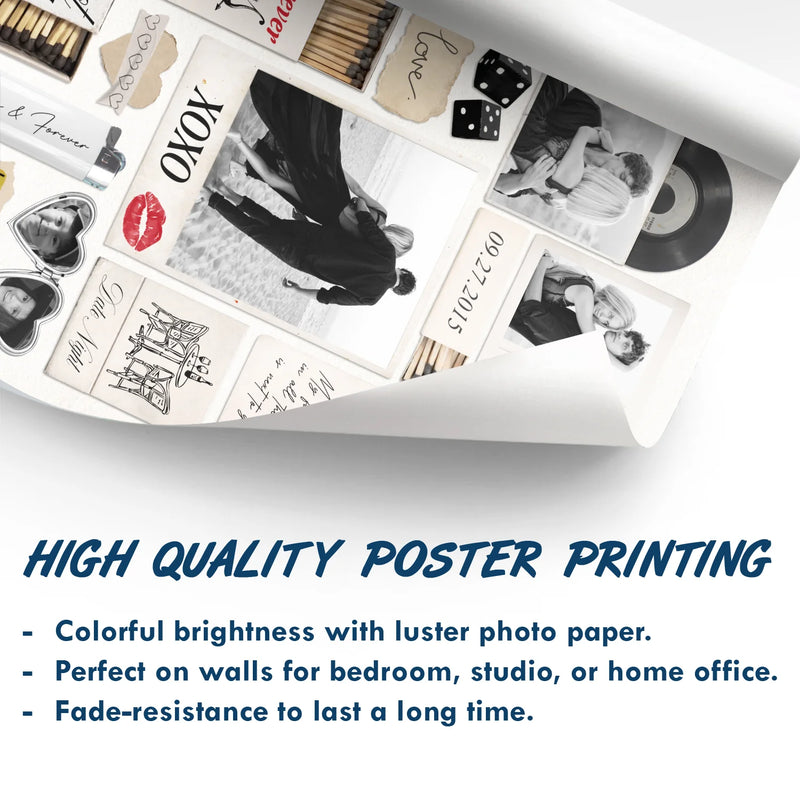 Custom Photo,Gift For Couples,Gift For Husband,Gift For Wife,Gift For Boyfriend,Gift For Girlfriend,Love - Custom Photo Couple Love Journey Matchbox Inspired - Personalized Poster