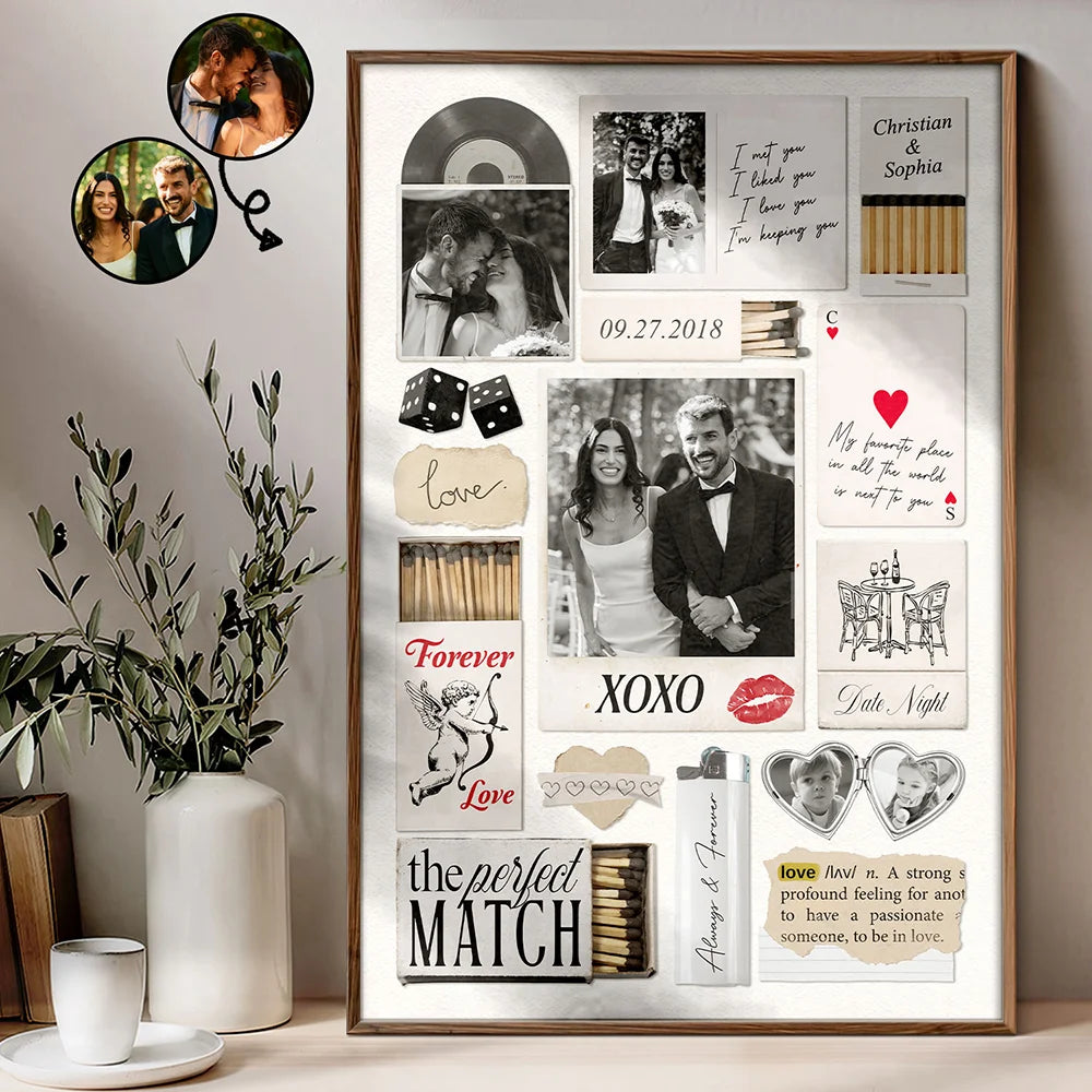 Custom Photo Couple Love Journey Matchbox Inspired - Personalized Poster