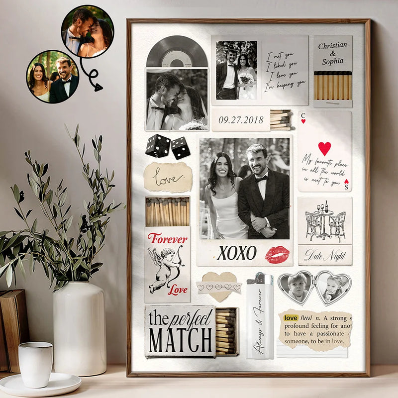Custom Photo,Gift For Couples,Gift For Husband,Gift For Wife,Gift For Boyfriend,Gift For Girlfriend,Love - Custom Photo Couple Love Journey Matchbox Inspired - Personalized Poster