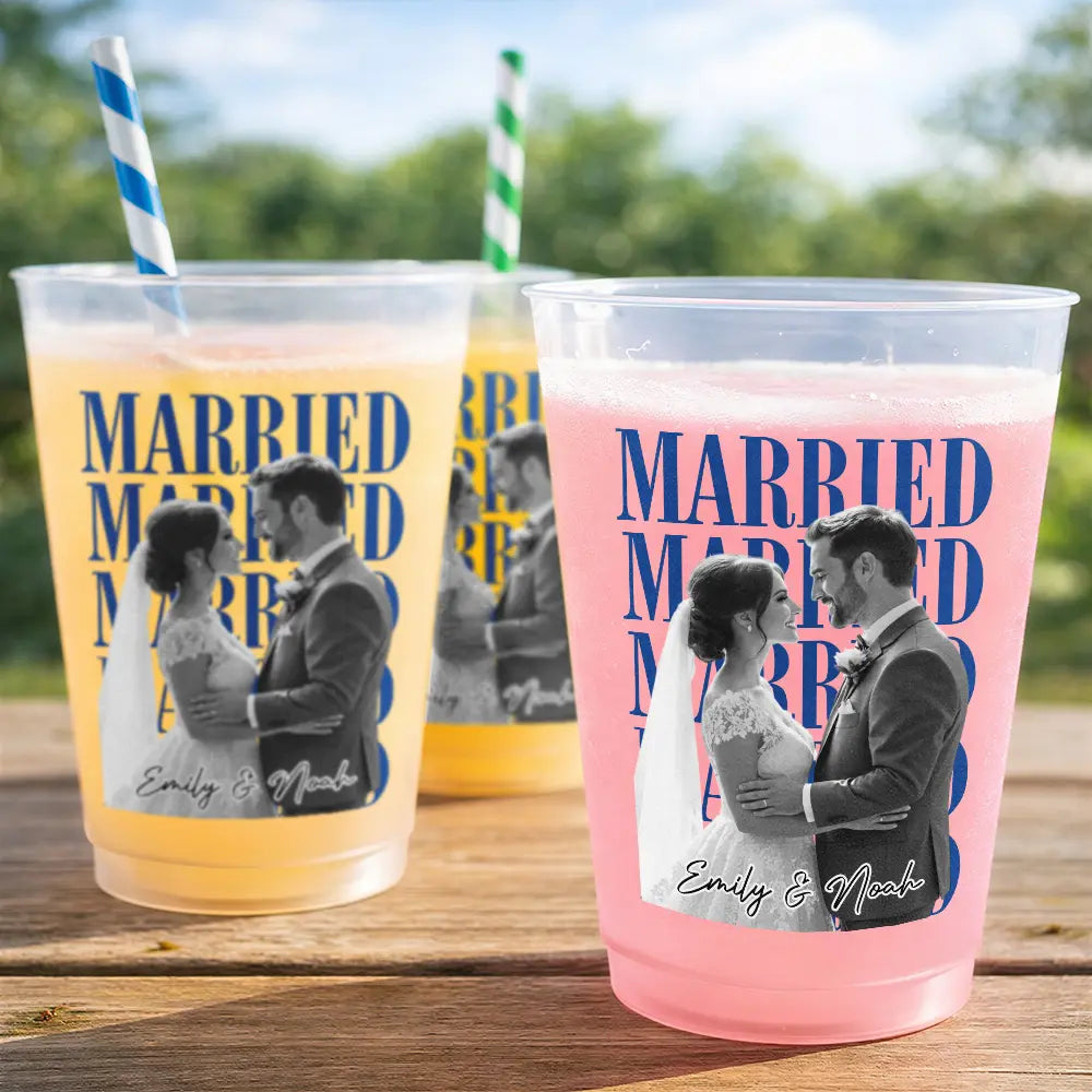 Custom Photo, Gift For Couples, Wedding, Romantic, Dynamic Photo - Custom Photo Couple Married Enggaged - Personalized Frosted Cups
