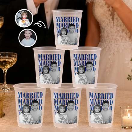 Custom Photo Couple Married Engaged - Personalized Frosted Cups