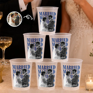 Custom Photo, Gift For Couples, Wedding, Romantic, Dynamic Photo - Custom Photo Couple Married Enggaged - Personalized Frosted Cups