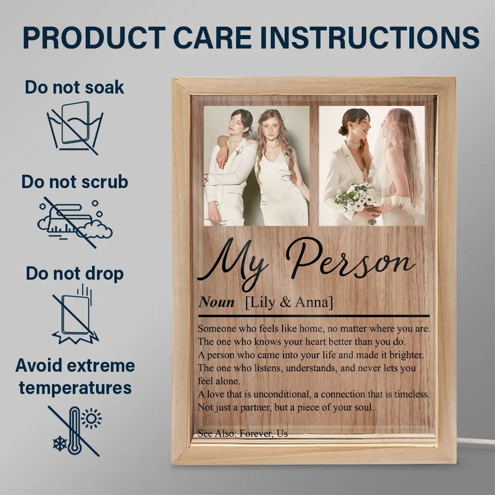 Custom Photo,Gift For Couples,LGBT,Old Couples,Gift For Women,Gift For Men,Gift For Husband,Gift For Wife,Gift For Boyfriend,Gift For Girlfriend,Love - Custom Photo Couple My Person - Personalized Picture Frame Light Box