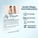 Custom Photo,Gift For Couples,LGBT,Old Couples,Gift For Women,Gift For Men,Gift For Husband,Gift For Wife,Gift For Boyfriend,Gift For Girlfriend,Love - Custom Photo Couple My Person - Personalized Vertical Rectangle Acrylic Plaque