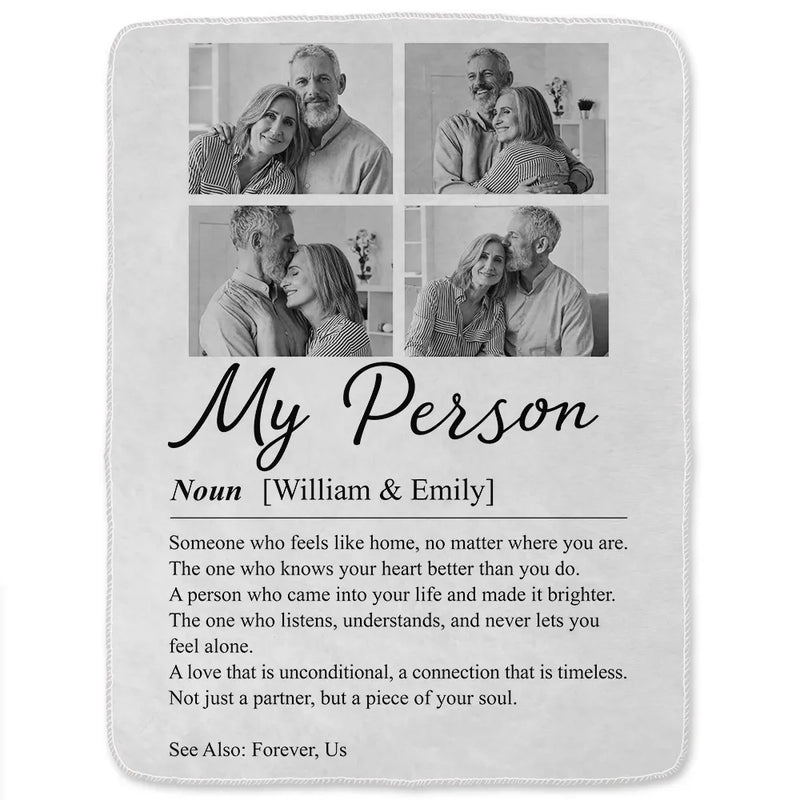 Custom Photo,Gift For Couples,LGBT,Old Couples,Gift For Women,Gift For Men,Gift For Husband,Gift For Wife,Gift For Boyfriend,Gift For Girlfriend,Love - Custom Photo Couple My Person Definition - Personalized Fleece Blanket, Sherpa Blanket