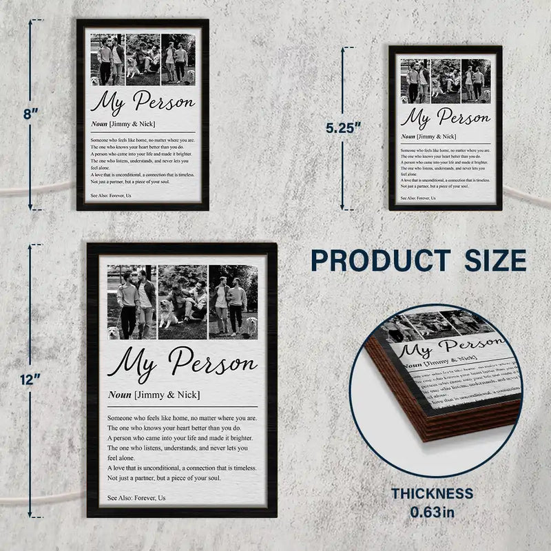 Custom Photo,Gift For Couples,LGBT,Old Couples,Gift For Women,Gift For Men,Gift For Husband,Gift For Wife,Gift For Boyfriend,Gift For Girlfriend,Love - Custom Photo Couple My Person Definition - Personalized LED Light Wooden Plaque