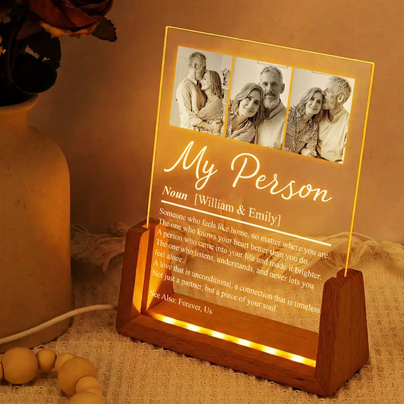 Custom Photo,Gift For Couples,LGBT,Old Couples,Gift For Women,Gift For Men,Gift For Husband,Gift For Wife,Gift For Boyfriend,Gift For Girlfriend,Love - Custom Photo Couple My Person Definition - Personalized Night Light