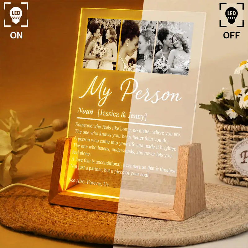 Custom Photo,Gift For Couples,LGBT,Old Couples,Gift For Women,Gift For Men,Gift For Husband,Gift For Wife,Gift For Boyfriend,Gift For Girlfriend,Love - Custom Photo Couple My Person Definition - Personalized Night Light