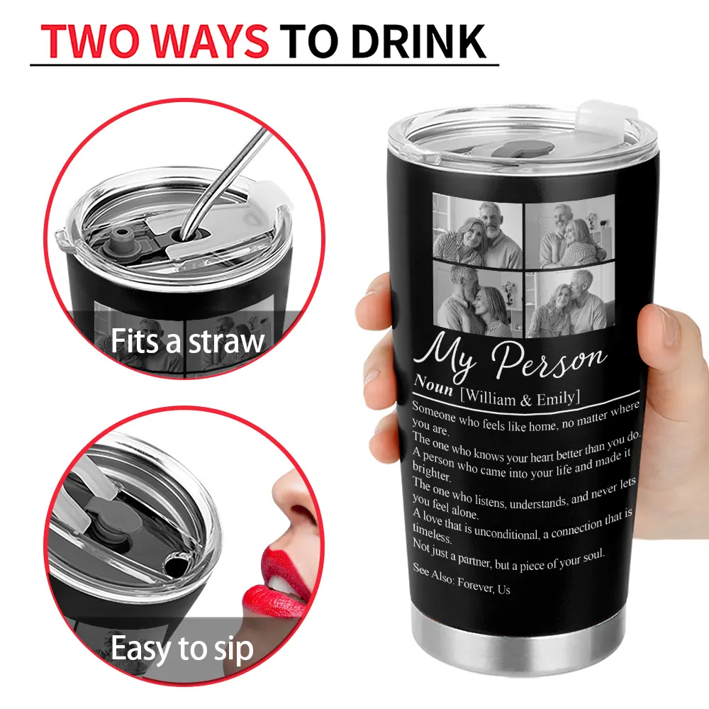 Custom Photo,Gift For Couples,LGBT,Old Couples,Gift For Women,Gift For Men,Gift For Husband,Gift For Wife,Gift For Boyfriend,Gift For Girlfriend,Love - Custom Photo Couple My Person Definition - Personalized Tumbler