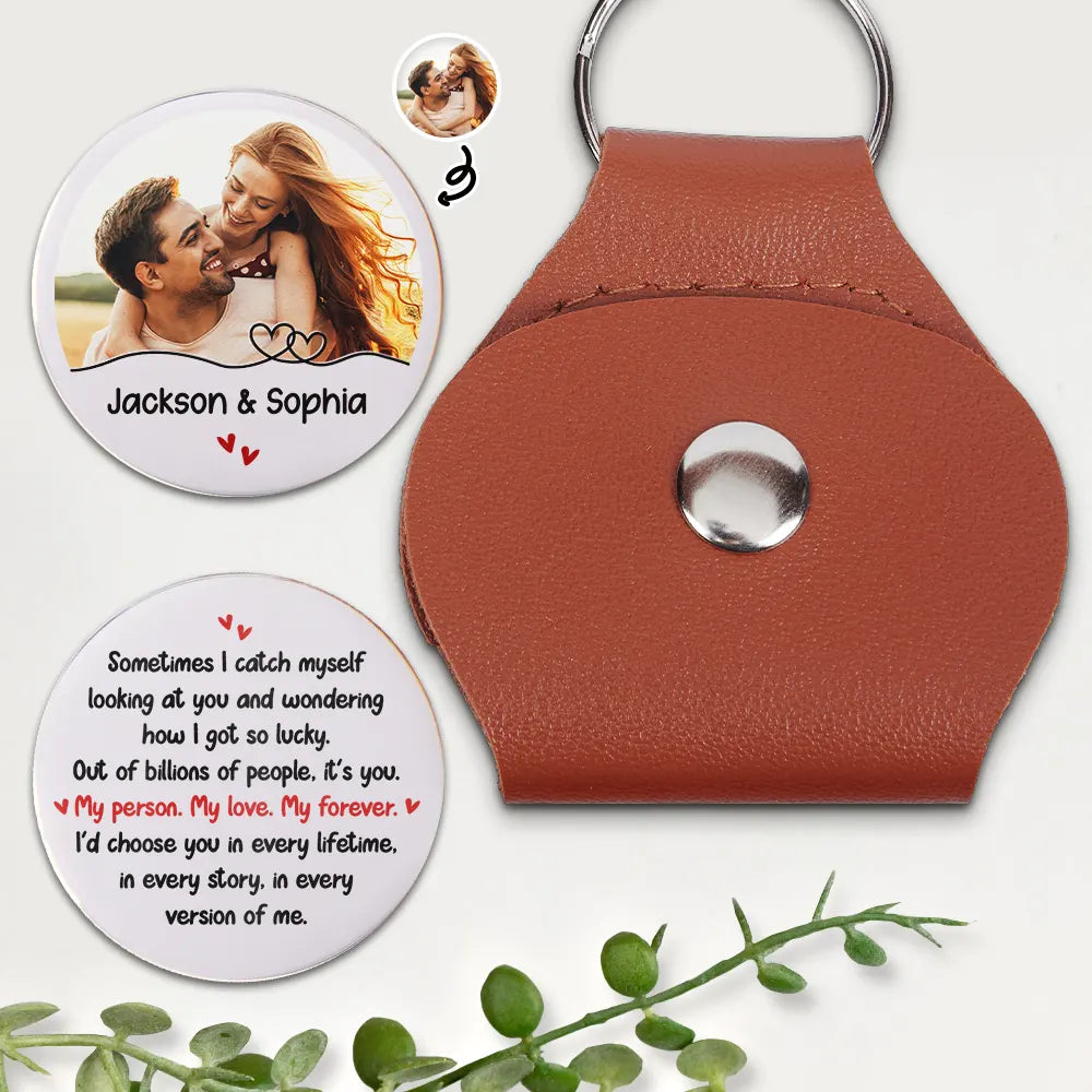 Gift For Couples,LGBT,Gift For Women,Gift For Men,Love,Top Market,Custom Photo - Custom Photo Couple My Person My Love My Forever - Personalized Leather Pocket Hug