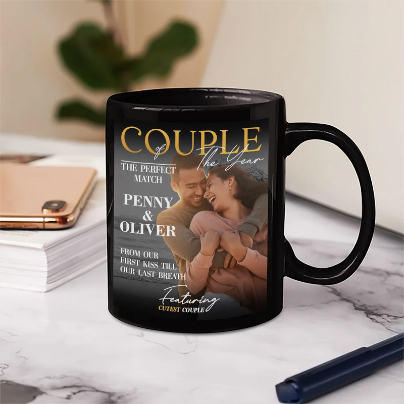 Gift For Couples,Love - Custom Photo Couple Of The Year Magazine Greatest Love Story - Personalized Mug